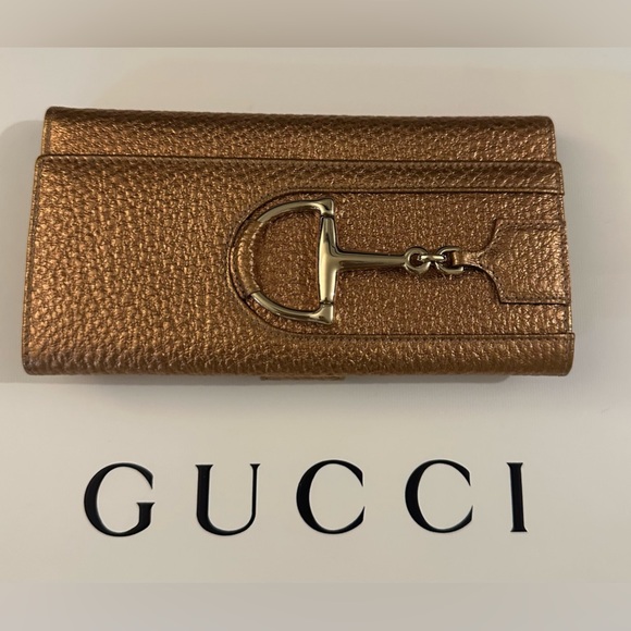 GUCCI Hasler Horsebit Metallic Leather Wallet EUC - Picture 13 of 15